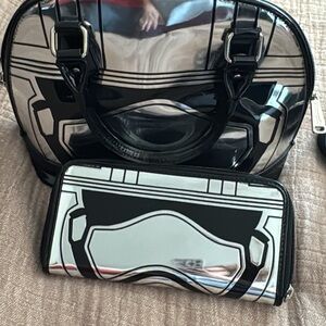 Star Wars Loungefly Black and Silver Satchel with Chic Design